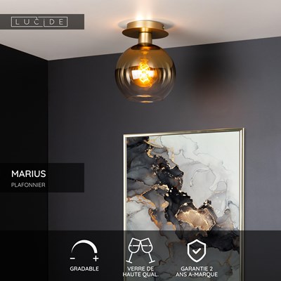 Lucide MARIUS - Plafonnier - 1xE27 - Or Mat / Laiton